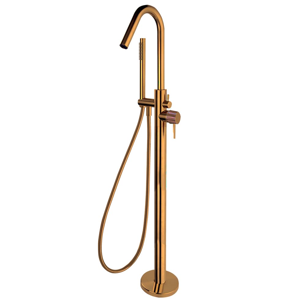 Odisea - joya, floor-standing bath mixer with shower set, Brushed copper