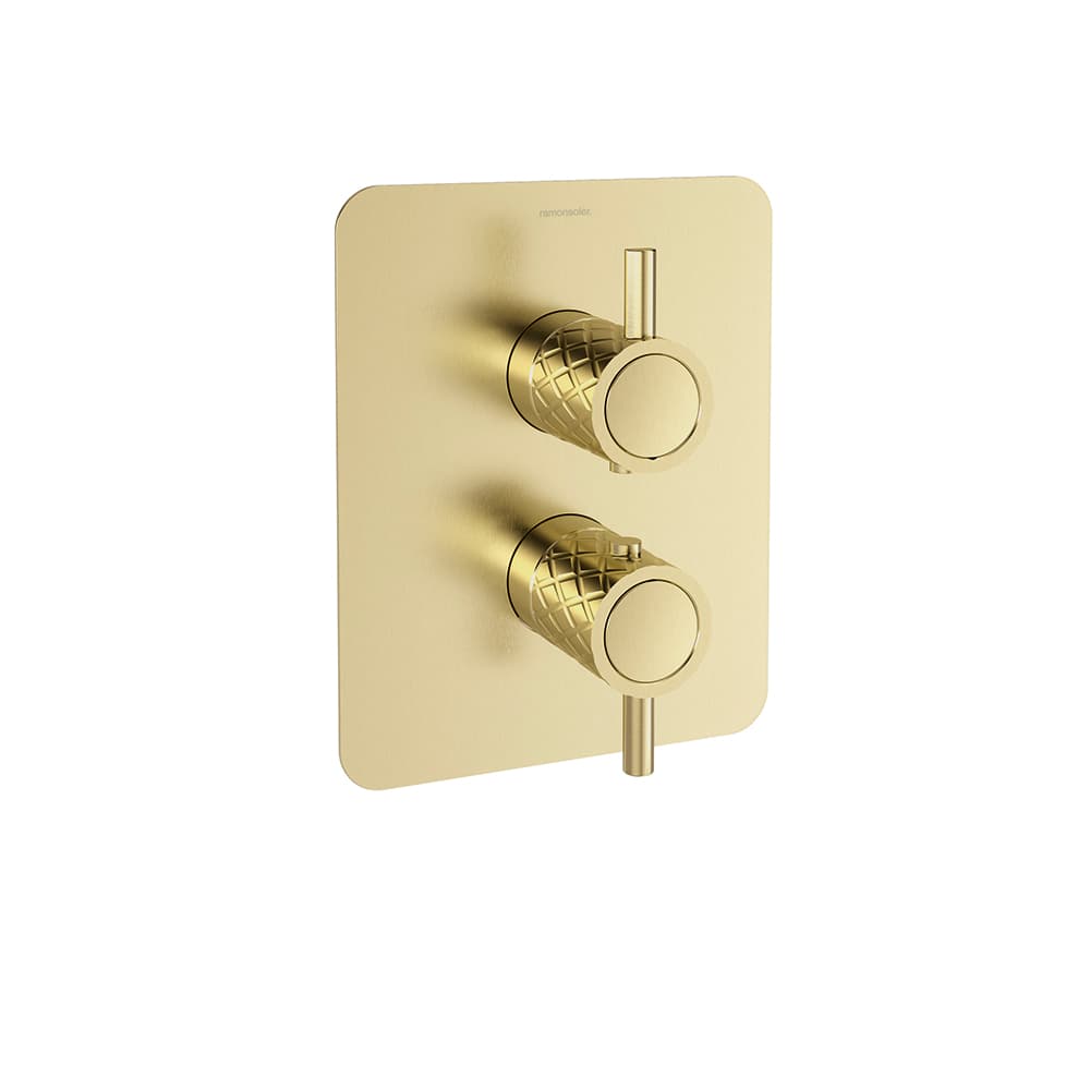 Odisea - joya, Odisea Joya, concealed 1-way thermostatic shower mixer with metal cover plate, brushed gold