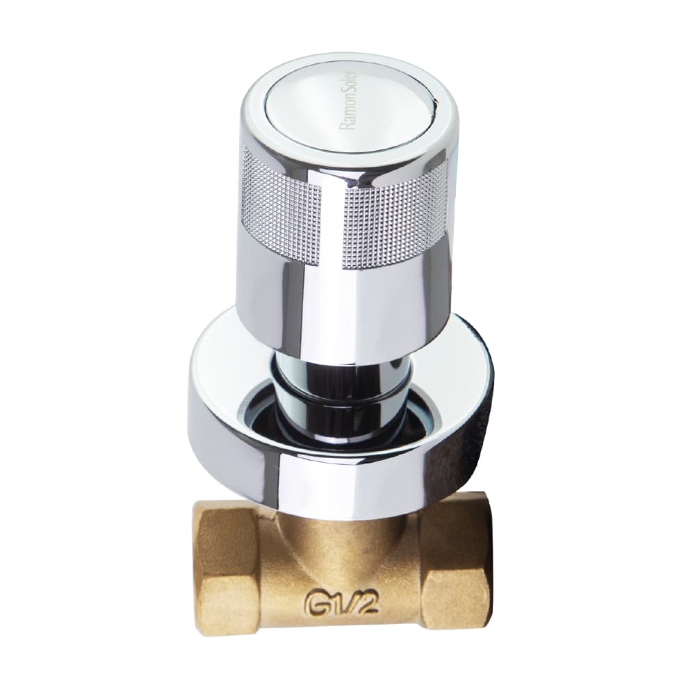 Termotech, llave de paso universal roja de 1/2’’, Cromo