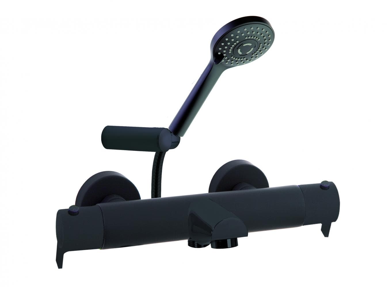 Blautherm, Wannen- und Brause-Thermostat mit Brauseset, Schwarz matt