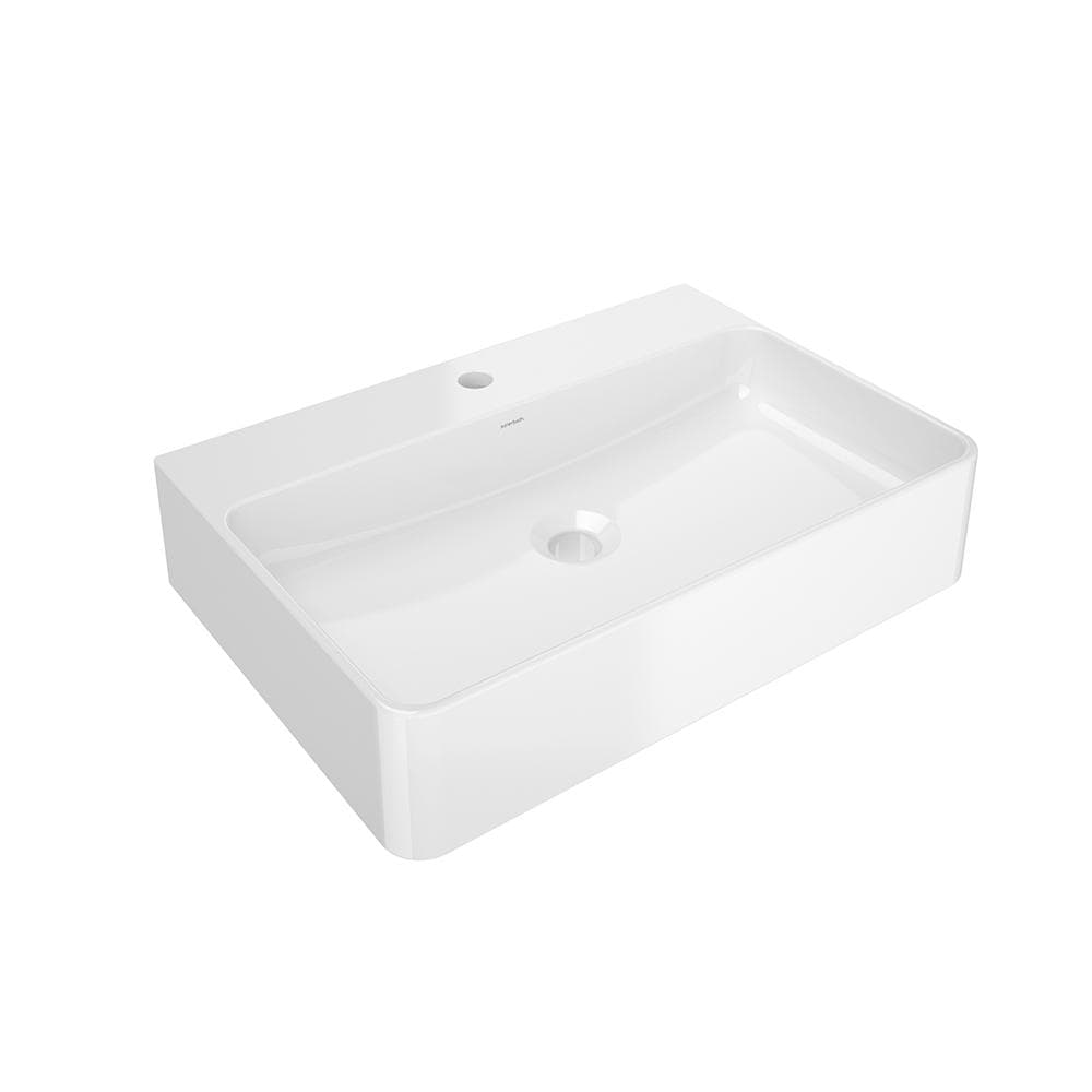 Kaiser, lavabo rectangular sobre encimera con orificio, Blanco