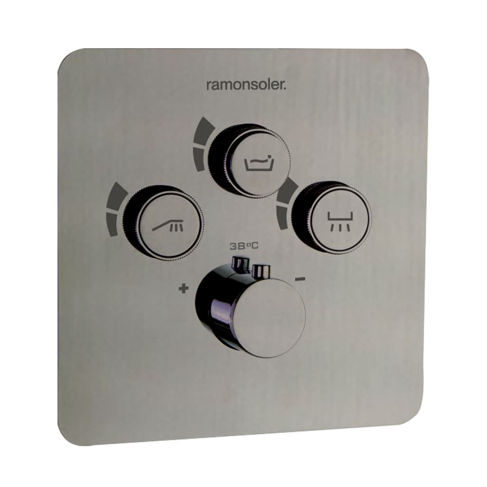 Rs smart, conjunto termostático empotrado 3 vías, Niquel cepillado