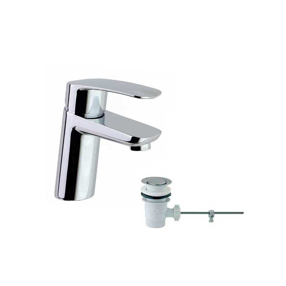 New fly, tool free,monomando de lavabo, con válvula automática de inox 1¼ y S3, Cromo