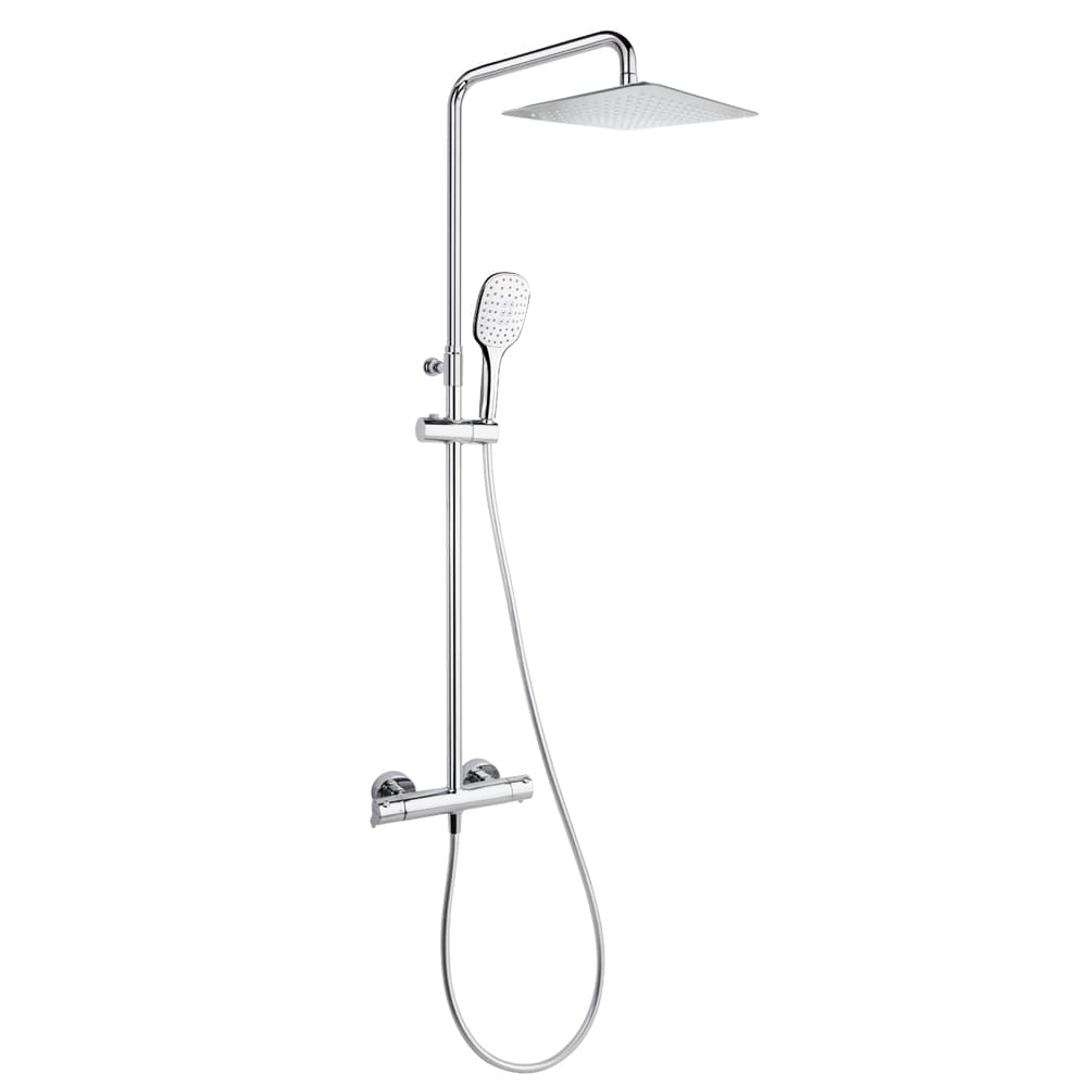 Blautherm, telescopic thermostatic shower column with 300 mm square shower head, Chrome
