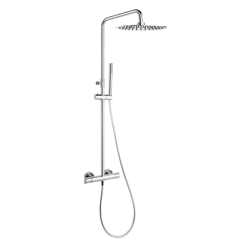 Blautherm, chrome telescopic thermostatic shower column with Ø300mm metal shower head