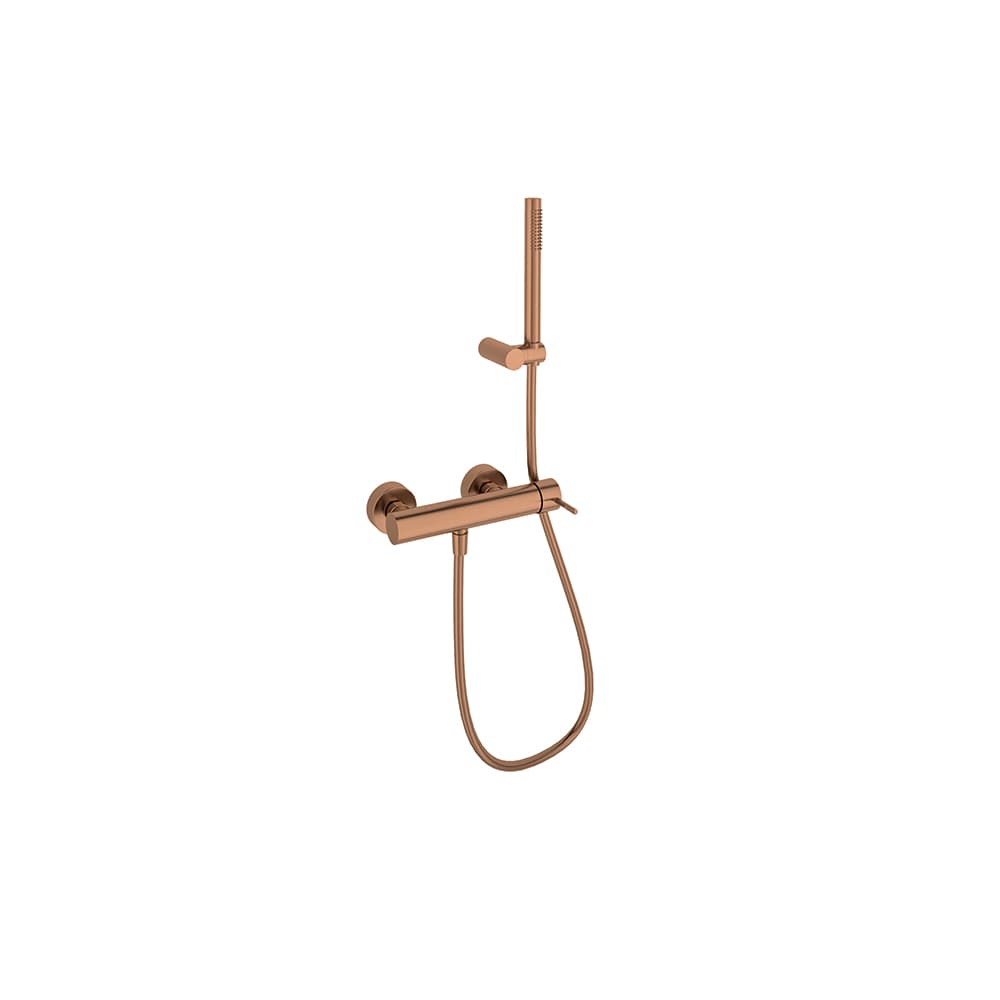 Odisea, shower mixer with shower set, Brushed copper