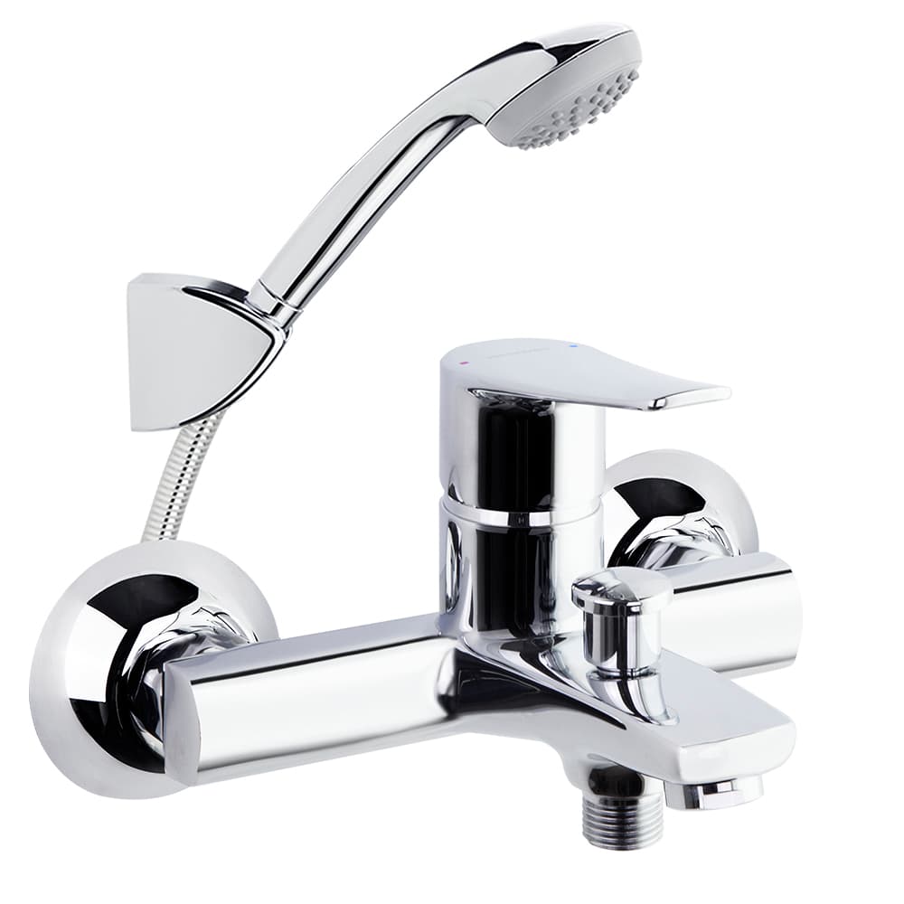 Arkadia, rubinetto monocomando per vasca-doccia con set doccia, Cromo