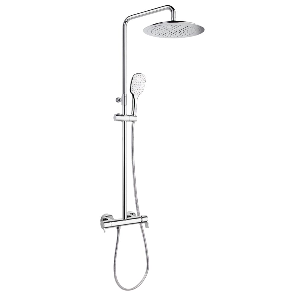 Blautherm, telescopic shower column with single-lever mixer, Ø300 mm round shower head, Chrome