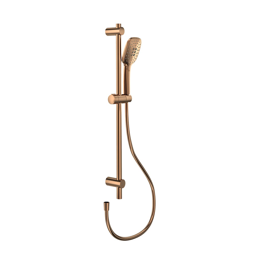 Hidroterapia, barra de ducha con ambos soportes de fijación a pared adaptables con accesorios Q3, Cobre cepillado