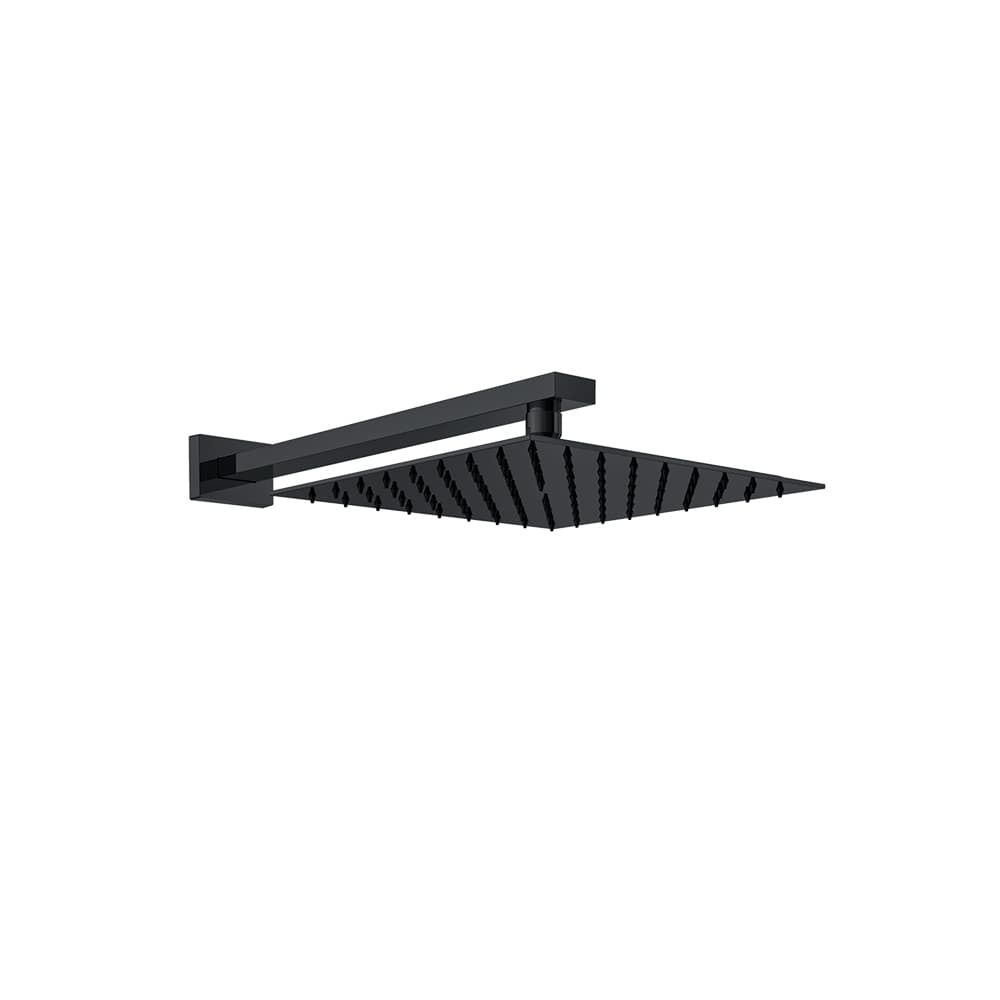 Hidroterapia, conjunt de braç de paret amb ruixador quadrat de 400mm, Negre mat