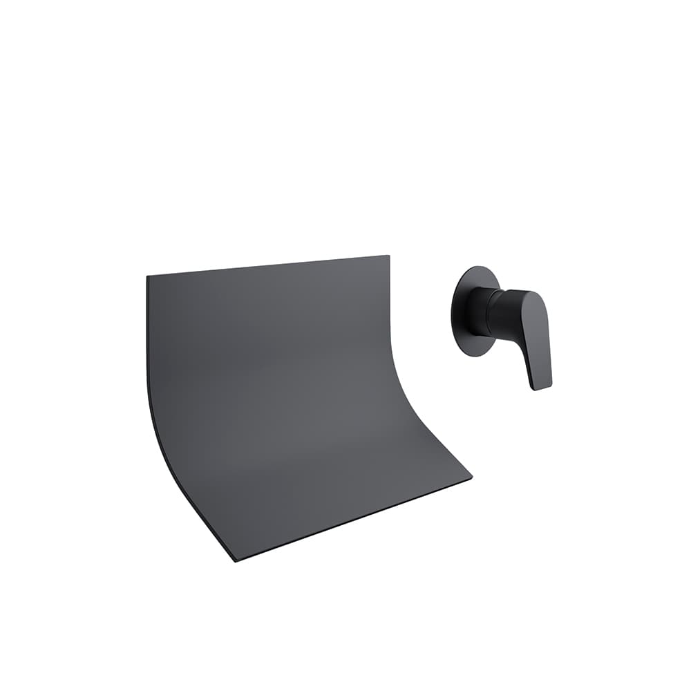 Urban chic, mitigeur de lavabo mural à encastrer avec bec cascade extra-plat S2, Noir mat