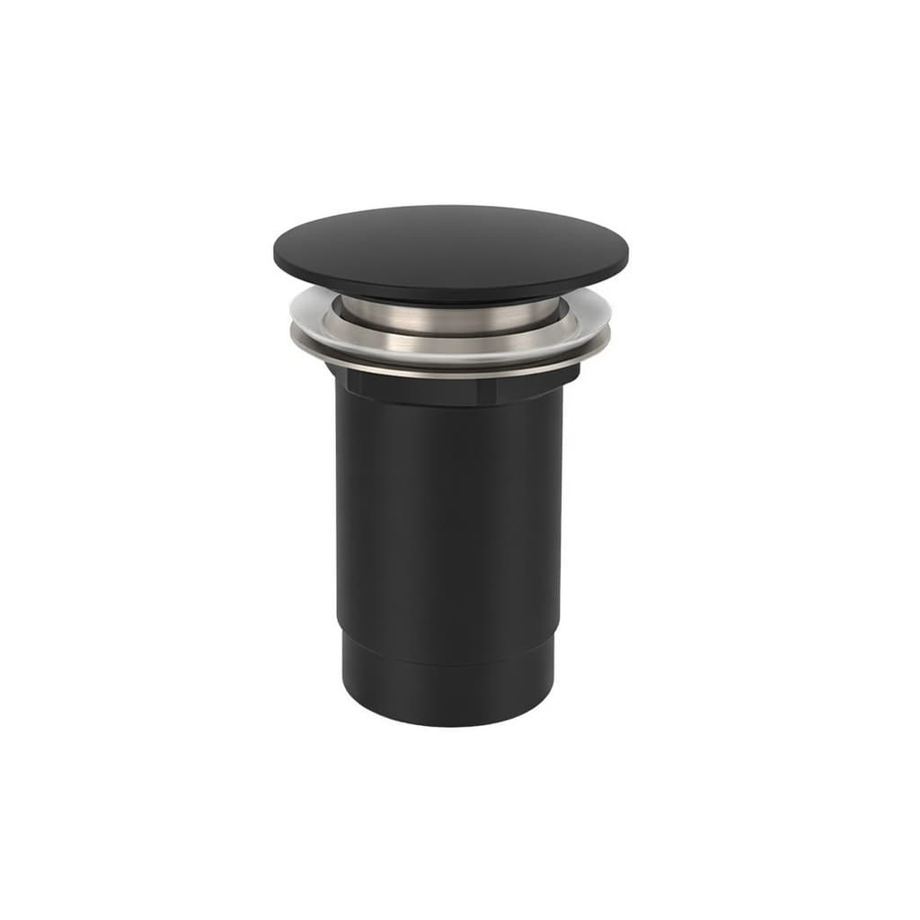 Hidroterapia, válvula click-clack de latón para lavabo sin rebosadero, Negro mate