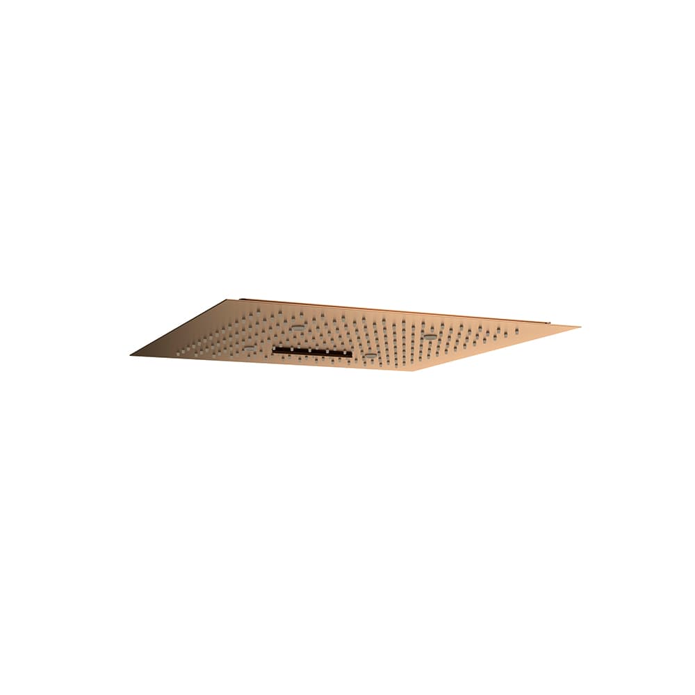 Hidroterapia, ruixador encastat quadrat amb cascada de 450mm, Coure raspallat