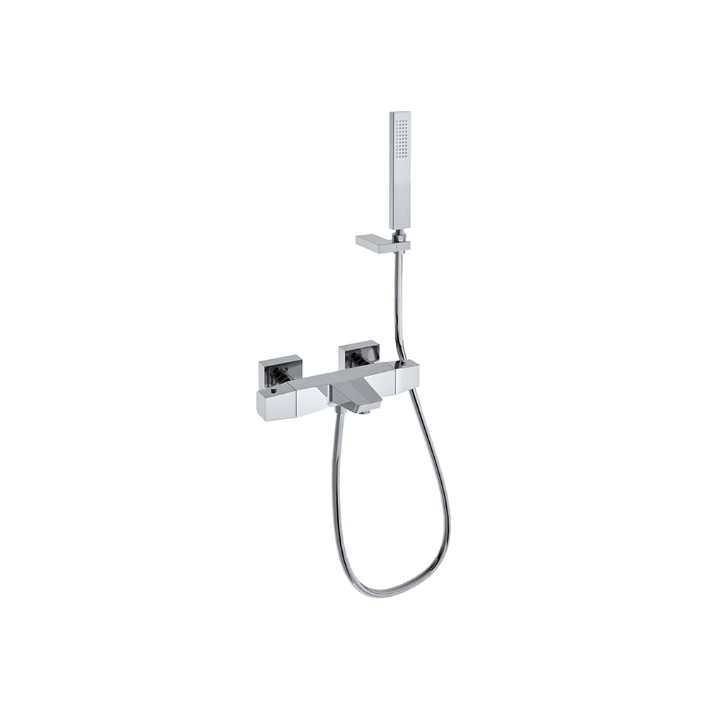 Prisma, thermostatic bath shower mixer with shower set, Chrome