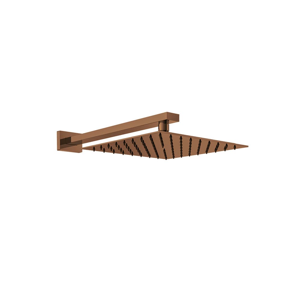 Hidroterapia, conjunt de braç de paret amb ruixador quadrat de 250mm, Coure raspallat