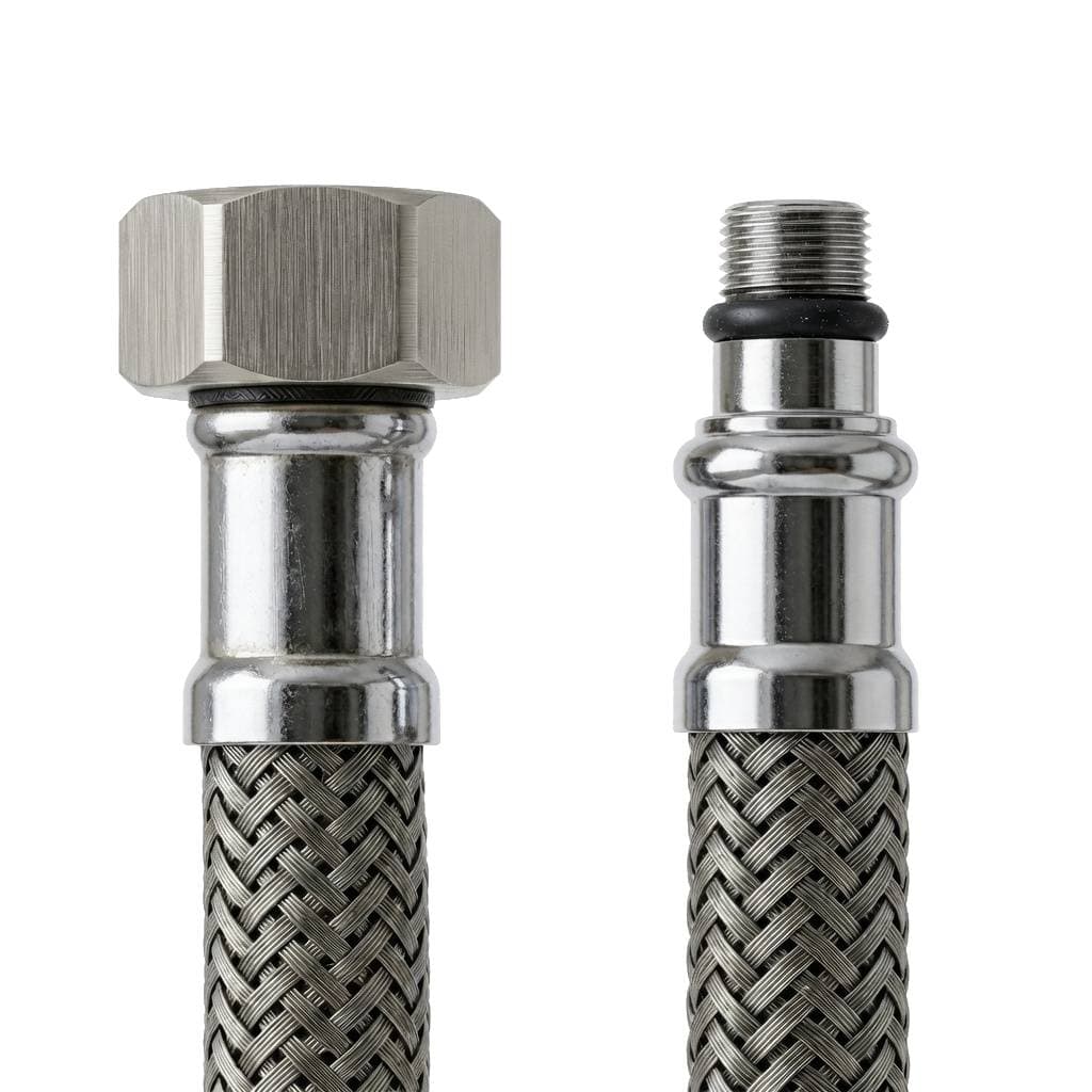 Accessoires, flexible de raccordement DN8 M8 x 1 - G3/8 de 500 mm avec étiquette rouge AENOR-CSTB