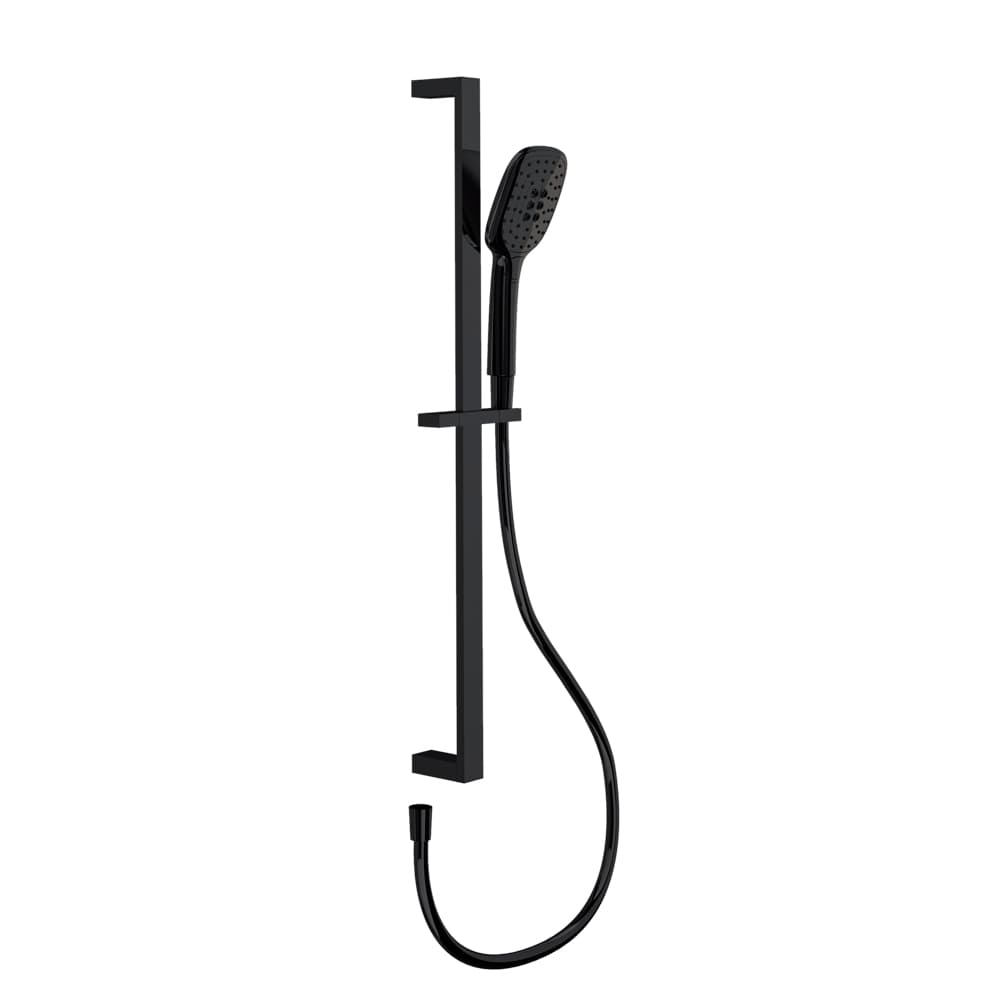 Hidroterapia, conjunto barra de ducha con ducha de mano y flexo anti-twist, Negro mate