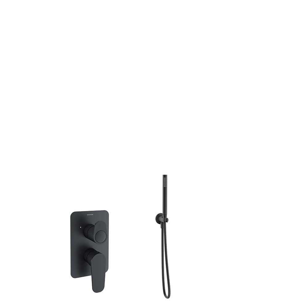 Alexia, conjunt monocomandament encastat de 2 vies, Negre mat