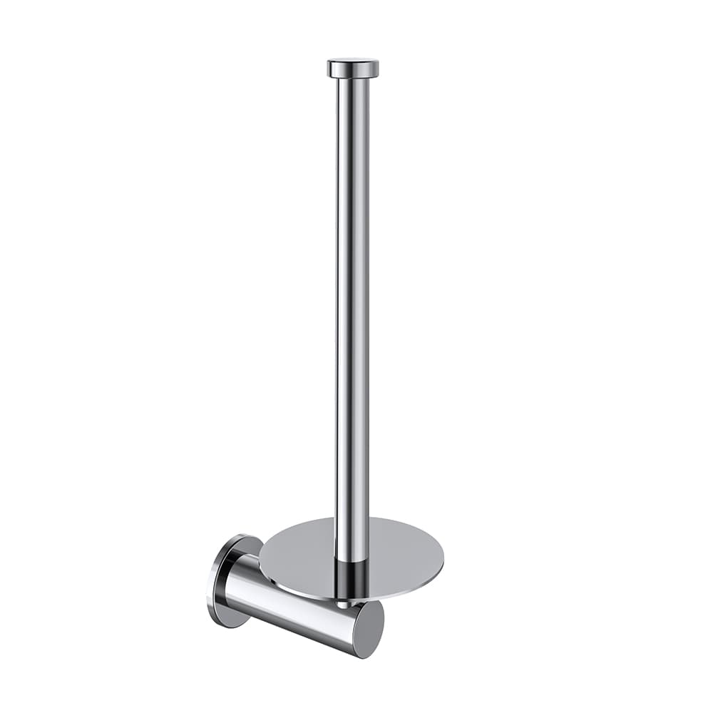 Ergos, portarollos de pared vertical para baño con sistema de instalación dual, Cromo