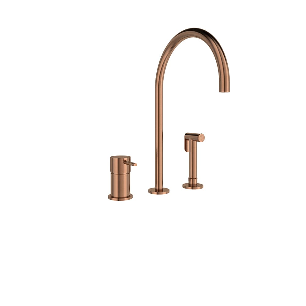 Odisea, Breeam, aixeta d'aigüera de taulell amb dutxeta extraïble i broc de 224mm d'alçada, Coure raspallat