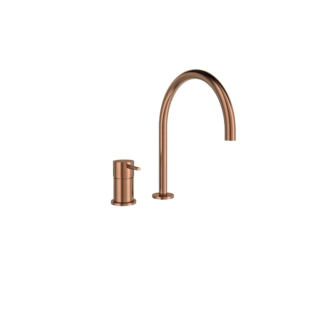 Odisea, Breeam, deck-mounted basin mixer with 144mm spout, Brushed copper
