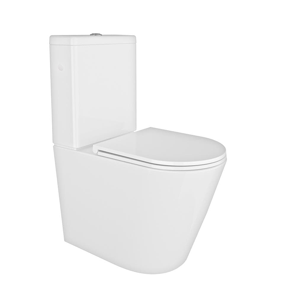 Aquitania, conjunto de inodoro completo adosado a pared con alimentación superior, Blanco