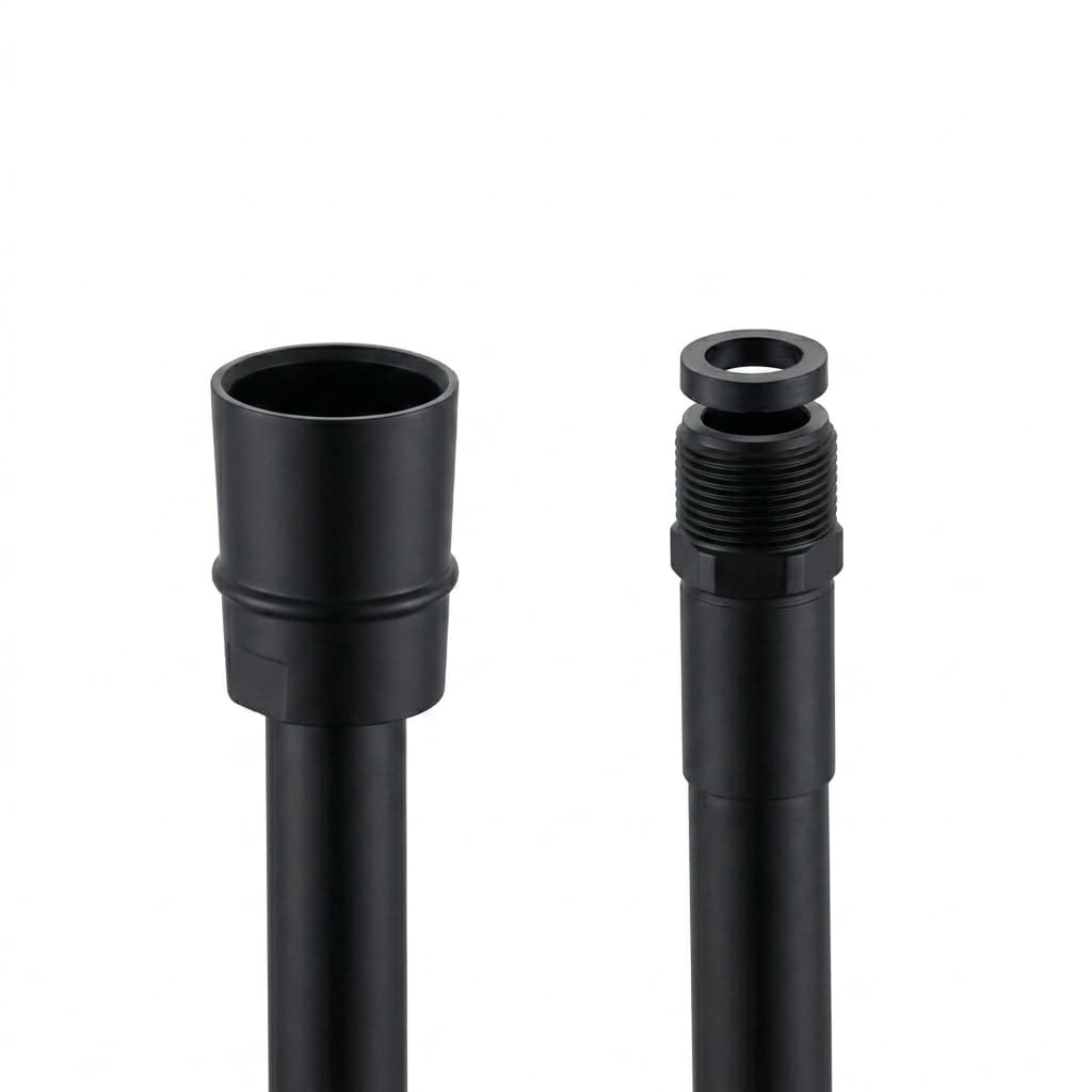 Hidroterapia, cono G1/2"–M15x1 con flexo de nylon negro de 2,00m para extraíbles, Negro mate