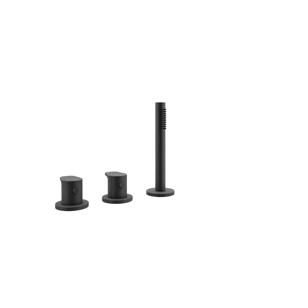 Alexia, termostático de baño-ducha de repisa con equipo de ducha metálico, Negro mate