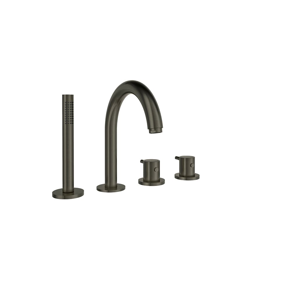 Odisea, deck-mounted thermostatic bath shower mixer with spout and shower set, Graphite