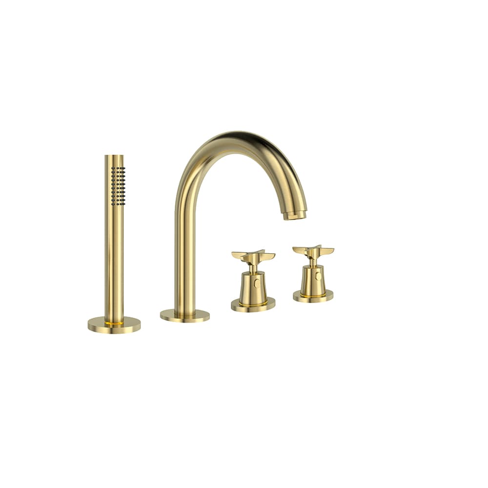 Adagio, termostático de baño-ducha de repisa con equipo de ducha metálico, Brushed gold