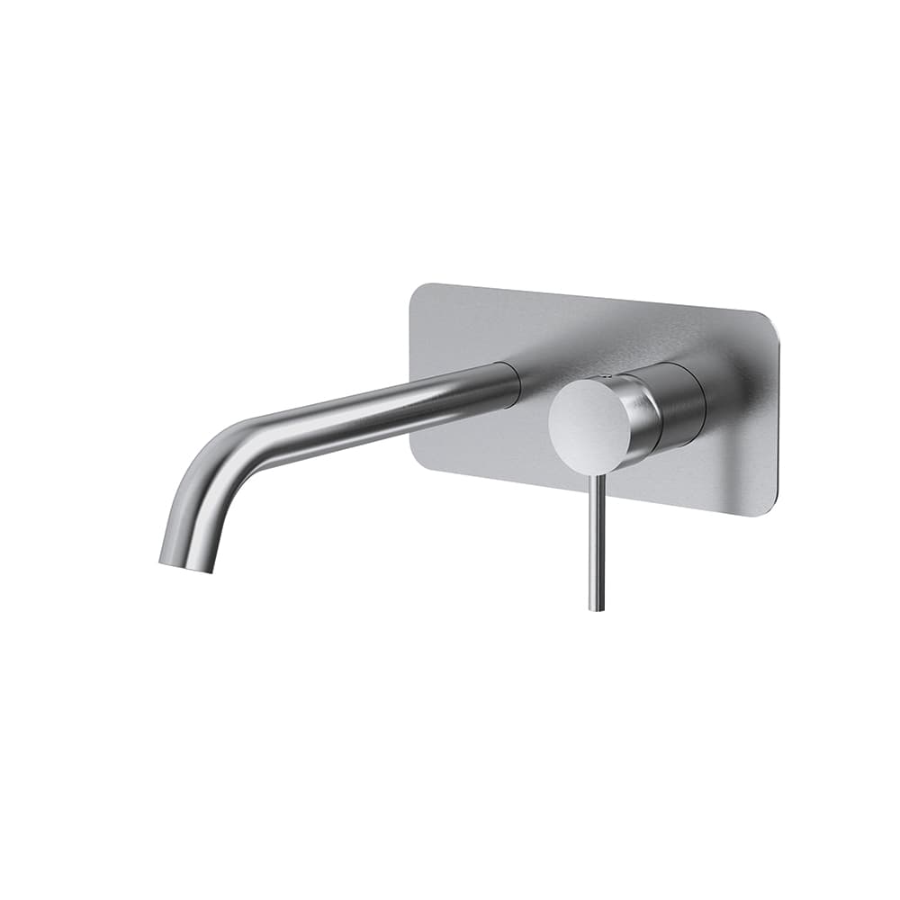 Mamma mia, aixeta monocomandament de lavabo encastada de paret amb broc de 19cm, Inox raspallat