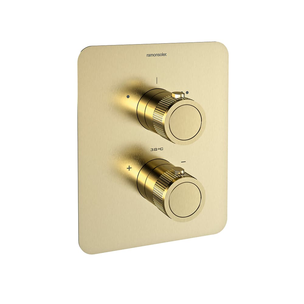 Mamma mia, termostático de ducha empotrado 2 vías, Oro cepillado