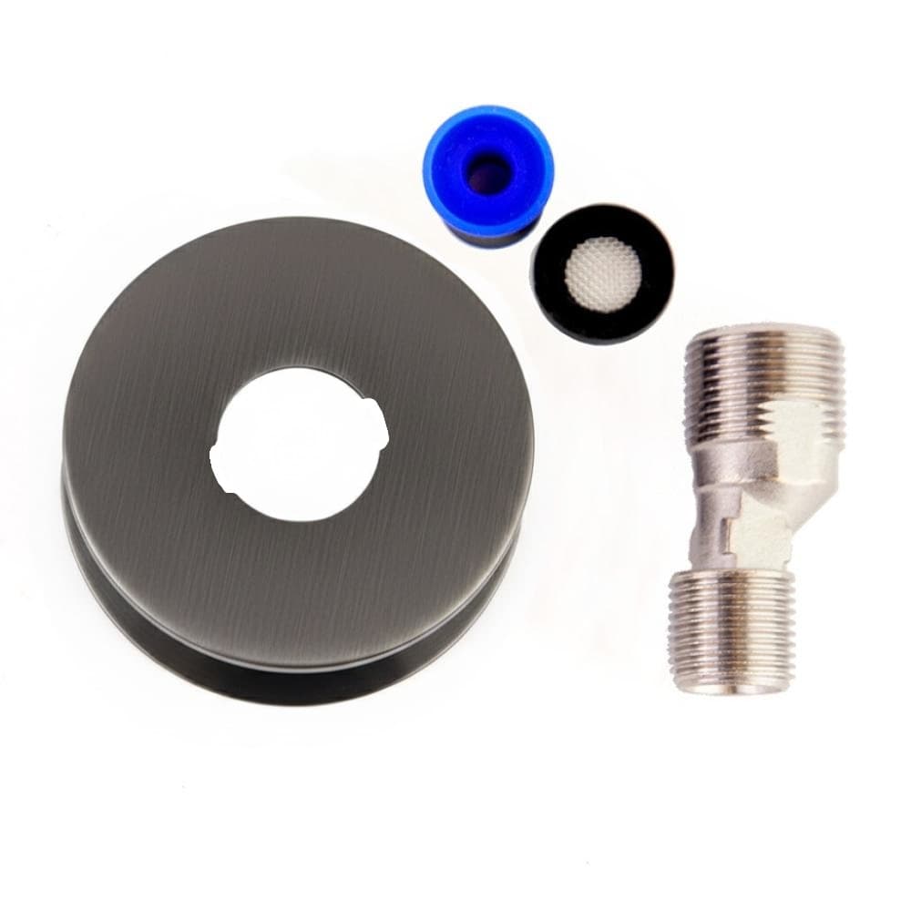 Accessories, cylindrical escutcheon with S-union, silencer and mesh filter, Graphite
