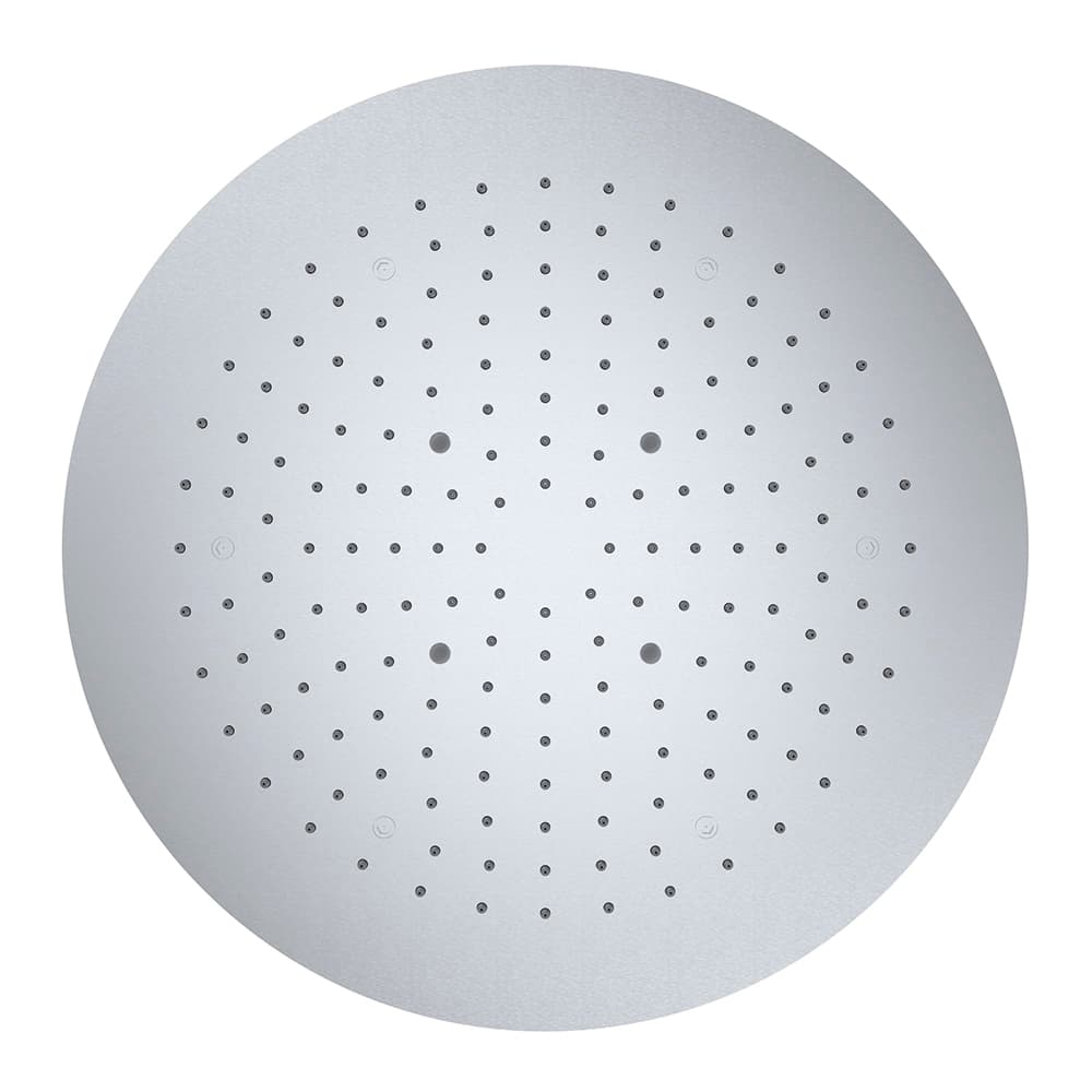 Hidroterapia, chuveiro fixo de encastrar redondo de Ø450 mm com funções chuva e nebulizador, Inox