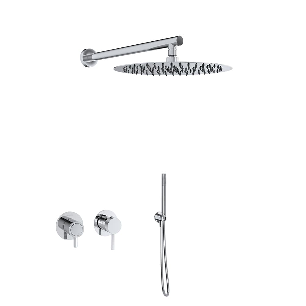 Odisea, horizontal concealed 2-way mixer set with hand shower and Ø300mm shower head, Chrome