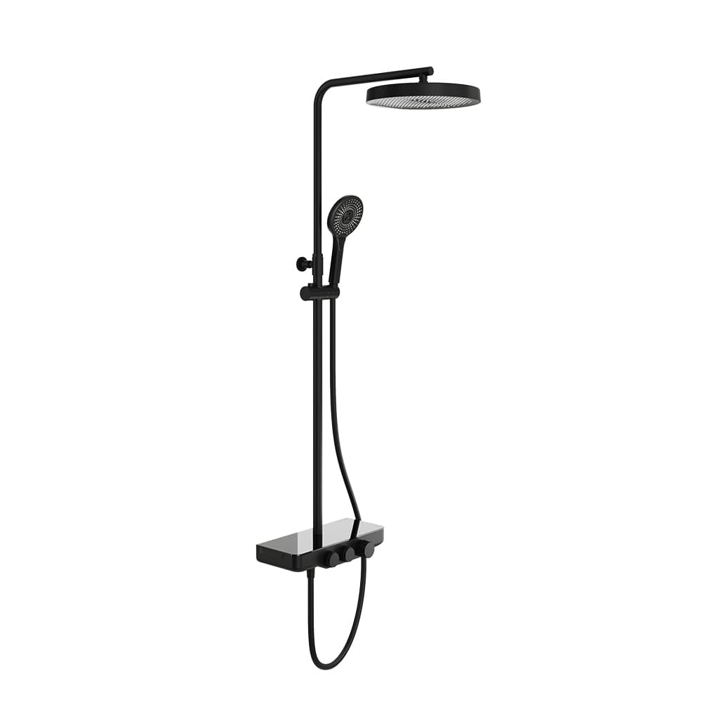 Rs smart, Duschsystem mit Thermostat und runder Kopfbrause Ø280 mm, Schwarz matt
