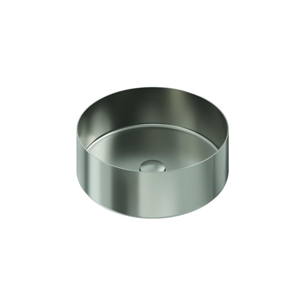 Shiny basin, lavabo y válvula click clack de acero inoxidable Ø400mm, Inox cepillado