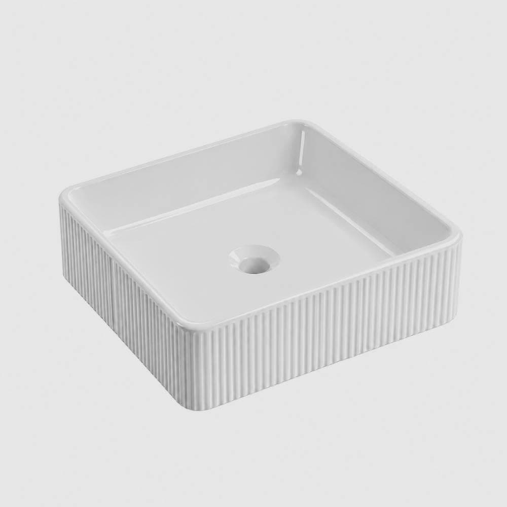 Carol, lavabo cuadrado sobre encimera 400 x 400, Blanco