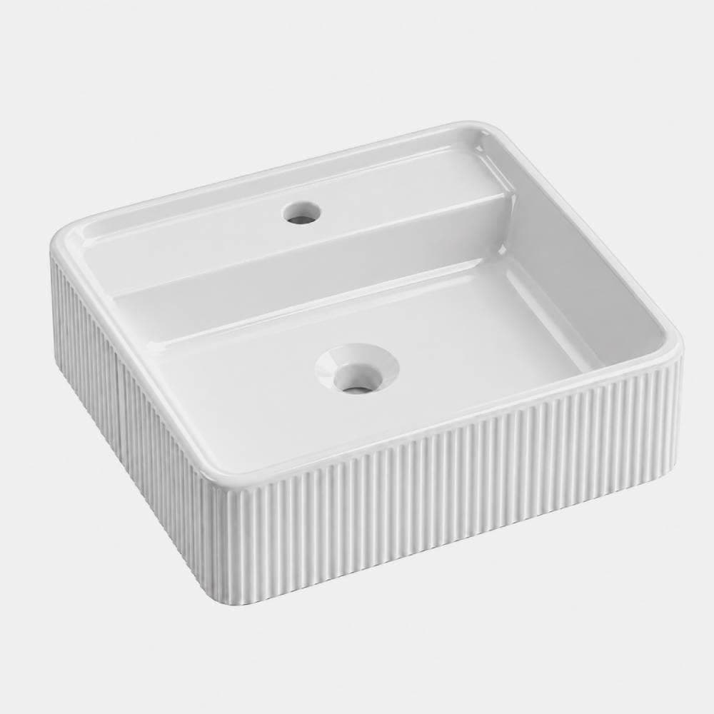 Carol, lavabo cuadrado sobre encimera 420 x 420, Blanco
