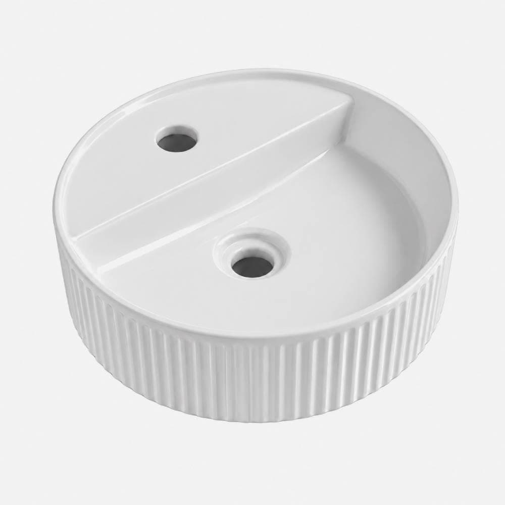 Carol, lavabo redondo sobre encimera con orificio 360 x 360, Blanco