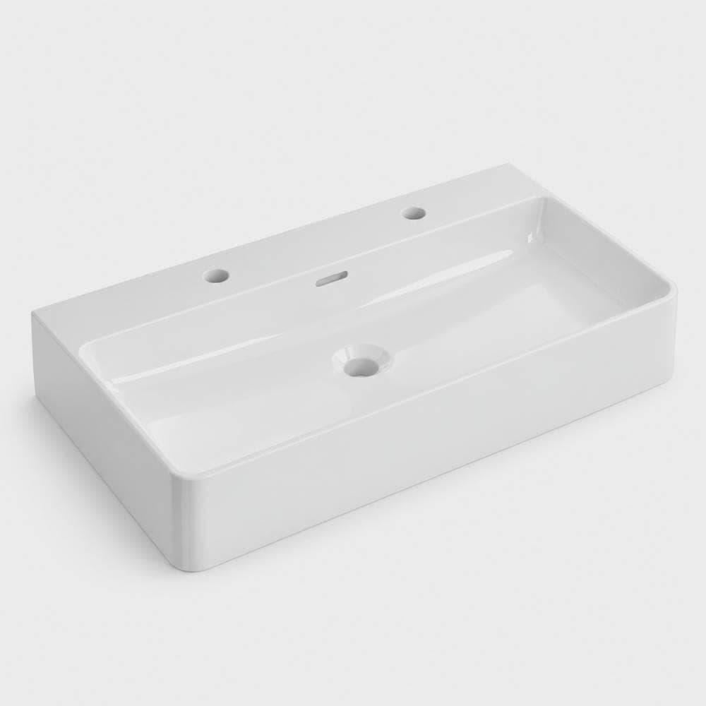 Kaiser, lavabo doble seno con orificio, Blanco
