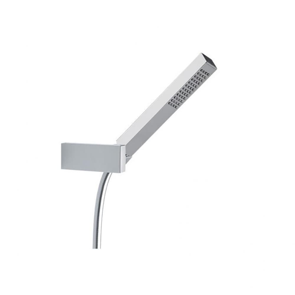 Hidroterapia, set rectangular ducha de mano, flexo y soporte, Cromo