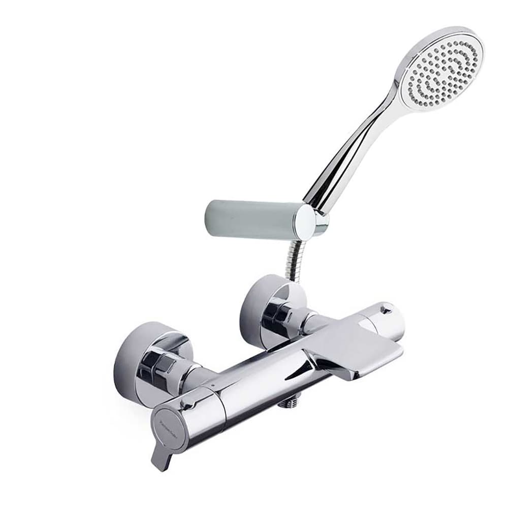 Blautherm, Wannen- und Brause-Thermostat mit Schwallauslauf und Brauseset, Chrom
