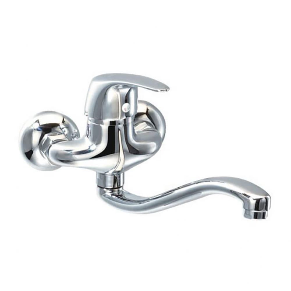 Vulcano, miscelatore monocomando per lavello a parete con bocca girevole con eccentrici 8.5-13.5cm, Cromo