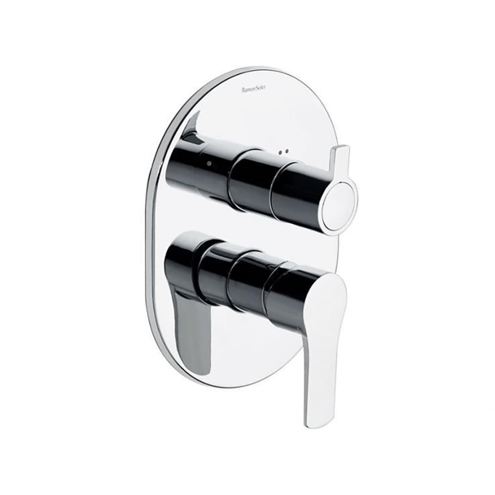 Titanium, mitigeur bain-douche à encastrer métallique 2 voies avec plaque ultraslim, chromé