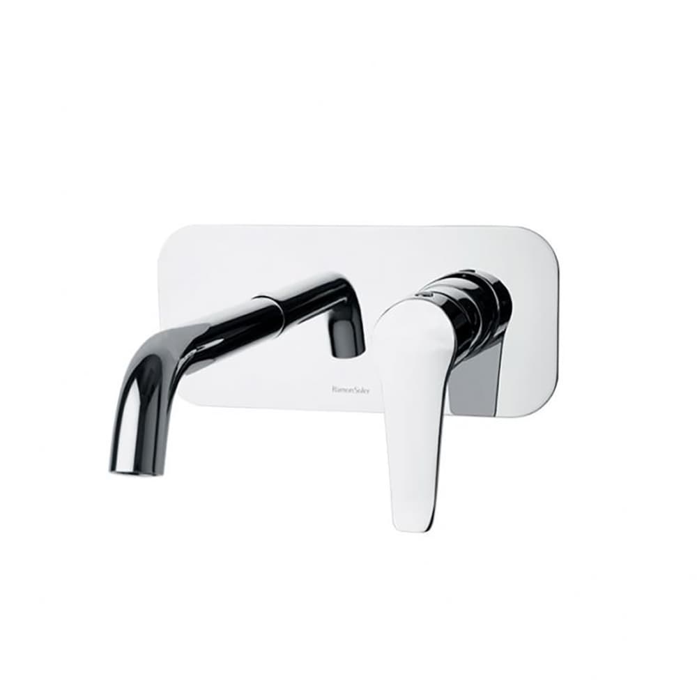 Ypsilon plus, aixeta monocomandament de lavabo encastada de paret amb placa i broc 19cm, Crom