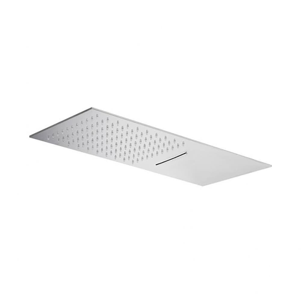 Hidroterapia, ruixador de paret rectangular de metall extraplà 2mm, amb sortida pluja i cascada, Crom