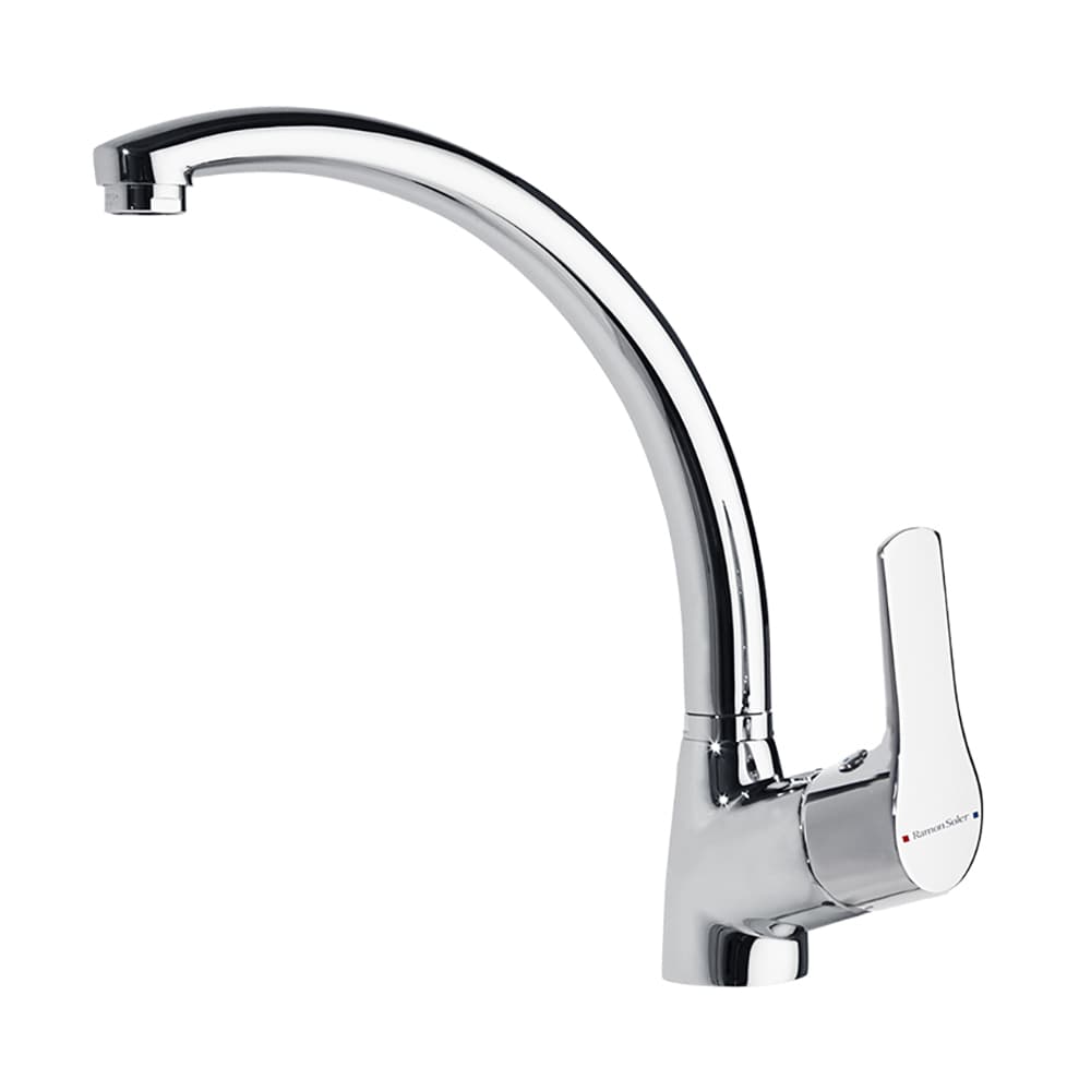 Titanium, monomando de fregadero con caño giratorio, Cromo