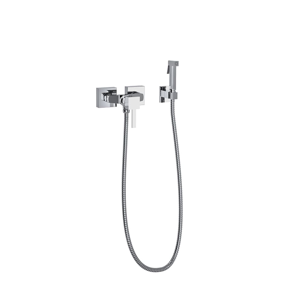 Wc, aixeta monocomandament de paret per a Kuatro 110 mm amb accessoris, Crom