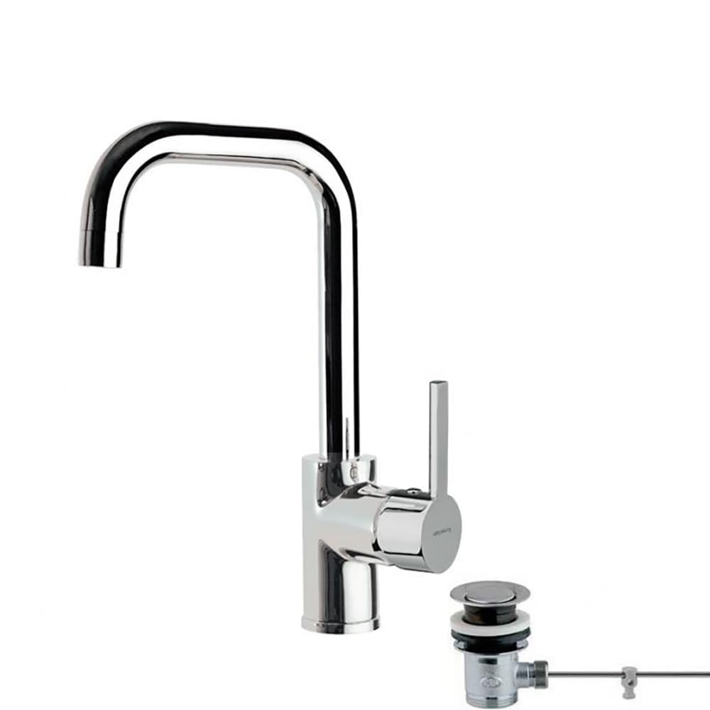 Drako, mitigeur de lavabo à bec orientable avec vidage automatique en laiton 1¼", Chromé